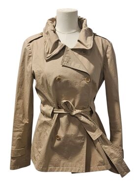 Armani Collezioni Tan Double-Breasted Trench with Self-Tie Belt Size 4